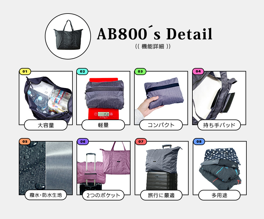 キャリーオンバッグAB800の機能