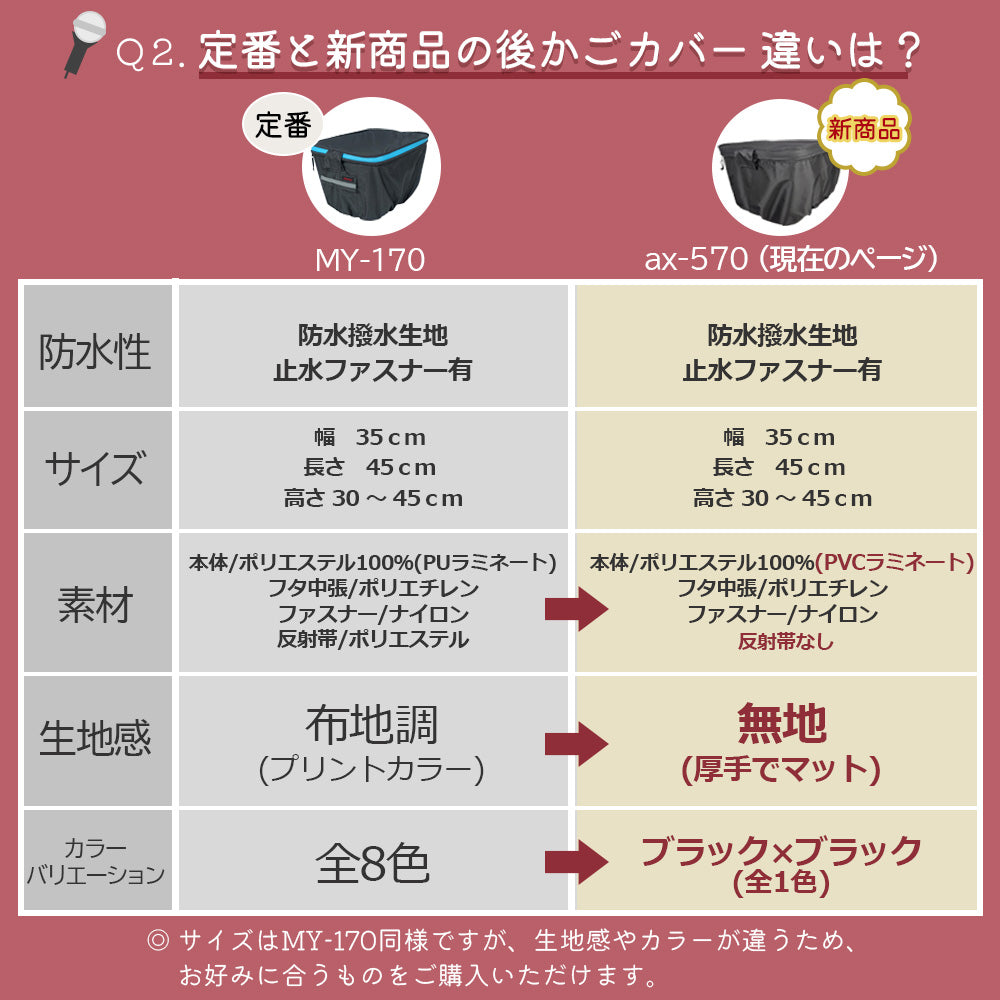 AETONYX 防水 ブラック マットカラー 二段式 自転車 後かごカバー 厚手 ax-570